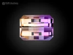 30 carat pixel cut ametrine from Africa with purple amethyst and golden citrine color zoning