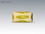 4.95 carat yellowish-green baguette cut tourmaline from Pakistan.