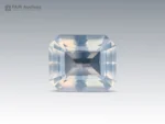 8.25 carat emerald cut moonstone from Pakistan with grey delight color and subtle bluish reflections.