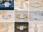 8.25 carat emerald cut moonstone from Pakistan with grey delight color and subtle bluish reflections.