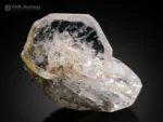 Gemmy apatite crystal cluster with subtle pinkish hue and superb luster