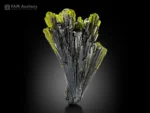 Fan-like epidote crystal cluster with dark green and olive-green coloration