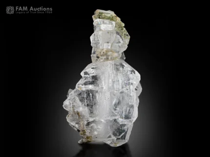 Faden quartz crystal with sharp terminations, bright luster, and visible internal faden line.