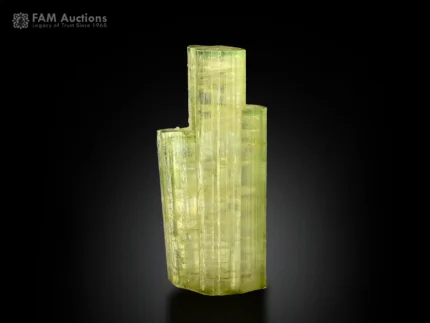 Green tourmaline cluster with doubly terminated crystals and superb luster.