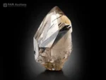 Mica included quartz crystal with smoky hue, good clarity, and dark internal inclusions