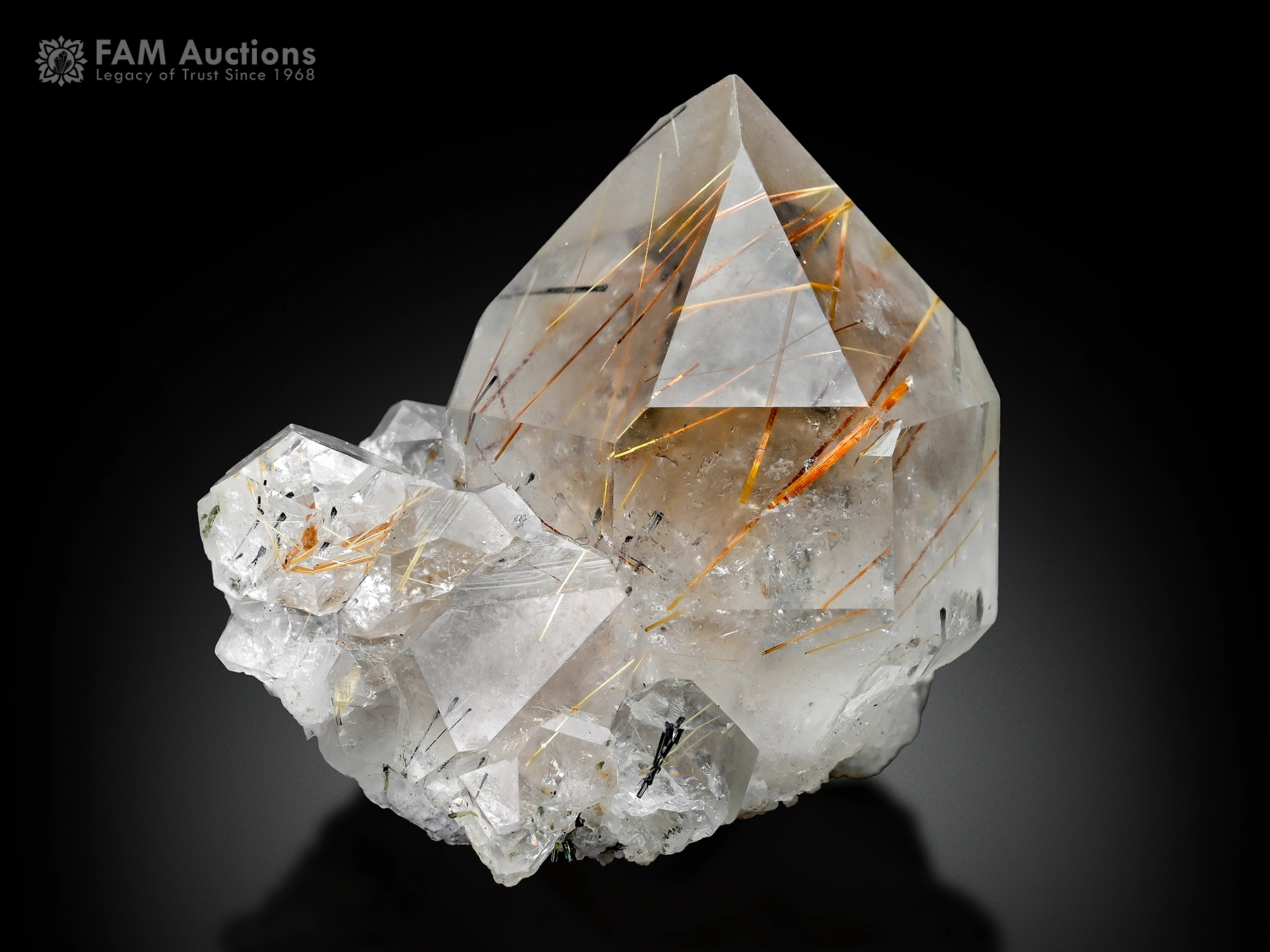 Rutile Quartz Pakistan Rutile quartz crystal with golden and copper-colored rutile needles