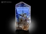Beautiful blue-purple Tanzanite crystal from Merelani Hills, Tanzania, featuring gemmy transparency, excellent luster, sharp termination, and fascinating internal formations.